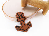 Kunstleder-Label, Lederlabel, Kunstleder-Patch, Lederpatch, 5x4cm, cognac, braun, Sonderform, Eigenproduktion, Anker