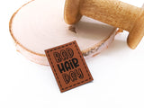 Kunstleder-Label, Lederlabel, Kunstleder-Patch, Lederpatch, 4x3cm, cognac, braun, Bad Hair Day