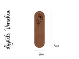 Kunstlederlabel, Kunstleder Label, Knickmich, Knicklabel, Saumlabel, PU, braun , cognac, Blume