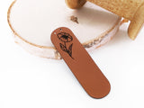 Kunstlederlabel, Kunstleder Label, Knickmich, Knicklabel, Saumlabel, PU, braun , cognac, Blume