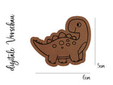 Kunstleder-Label, Lederlabel, Kunstleder-Patch, Lederpatch, 5x6cm, cognac, braun, Sonderform, Dino, Dinosaurier