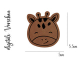 Kunstleder-Label, Lederlabel, Kunstleder-Patch, Lederpatch, 5x4cm, cognac, braun, Sonderform, Giraffe, Giraffenkopf