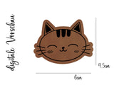 Kunstleder-Label, Lederlabel, Kunstleder-Patch, Lederpatch, 5x4cm, cognac, braun, Sonderform, Katze, Katzenkopf