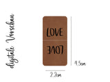 Kunstlederlabel, Kunstleder Label, Knickmich, Knicklabel, PU, braun , LOVE