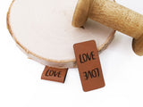 Kunstlederlabel, Kunstleder Label, Knickmich, Knicklabel, PU, braun , LOVE