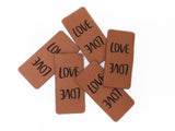 SET, Kunstlederlabel, Kunstleder Label, Knickmich, Knicklabel, PU, braun , LOVE