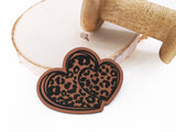Kunstleder-Label, Lederlabel, Kunstleder-Patch, Lederpatch, 6x4cm, cognac, braun, Sonderform, Eigenproduktion, Leoprint, Leo Love, Herz