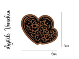 Kunstleder-Label, Lederlabel, Kunstleder-Patch, Lederpatch, 6x4cm, cognac, braun, Sonderform, Eigenproduktion, Leoprint, Leo Love, Herz