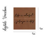Kunstlederlabel, Kunstleder Label, Knickmich, Knicklabel, PU, braun, 4x4cm, cognac, weich, für Seitennaht, Nahtlabel, Life is colorful