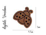 Kunstleder-Label, Lederlabel, Kunstleder-Patch, Lederpatch, 5x4cm, cognac, braun, Sonderform, Eigenproduktion, Marienkäfer
