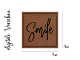 Set Kunstlederlabel, Lederlabel, PU, Kunstleder-Label, braun, Label, weich, flexibel, cool, Smiley, Smile, Smileyface