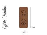 Set Kunstlederlabel, Lederlabel, PU, Kunstleder-Label, braun, Label, weich, flexibel, cool, Smiley, Smile, Smileyface