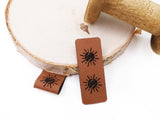 SET, Kunstlederlabel, Kunstleder Label, Knickmich, Knicklabel, PU, braun , Sonne