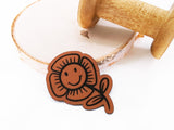Kunstleder-Label, Lederlabel, Kunstleder-Patch, Lederpatch, 5x4cm, cognac, braun, Sonderform, Eigenproduktion, Sonnenblume
