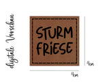 Kunstleder-Label, Lederlabel, Kunstleder-Patch, Lederpatch, 4x4cm, cognac, braun, Sturmfriese