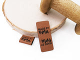 Kunstlederlabel, Kunstleder Label, Knickmich, Knicklabel, PU, braun , made bei Oma