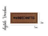 Kunstleder-Label, Lederlabel, Kunstleder-Patch, Lederpatch, 2x5cm, cognac, braun, windschnittig