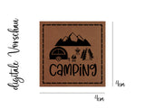 Kunstleder-Label, Lederlabel, Kunstleder-Patch, Lederpatch, 4x4cm, cognac, braun, Camping, Urlaub