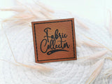 Kunstleder-Label, Lederlabel, Kunstleder-Patch, Lederpatch, 4x4cm, cognac, braun, Nähen, Stoffsammler, Fabric Collector