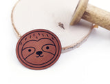 Set Kunstlederlabel, Lederlabel, PU, Kunstleder-Label, braun, Faultier, Faultierkopf, Label, weich, flexibel