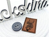 Kunstleder-Label, Lederlabel, Kunstleder-Patch, Lederpatch, 4x3cm, cognac, Hurra endlich Schule, Einschulung, Schulkind, erster Schultag