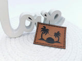Kunstleder-Label, Lederlabel, Kunstleder-Patch, Lederpatch, 4x3cm, Palmen, Sommer, Urlaub
