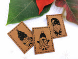 Kunstleder-Label, Lederlabel, Kunstleder-Patch, Lederpatch, cognac, braun, Wichtel, Weihnachtswichtel, Weihnachten, Winterzeit, Weihnachtszeit, Christmas