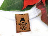 Kunstleder-Label, Lederlabel, Kunstleder-Patch, Lederpatch, 4x3cm, cognac, braun, Weihnachtswichtel, Wichtel