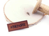 Kunstleder-Label, Lederlabel, Kunstleder-Patch, Lederpatch, 2,5x5cm, cognac, braun, #chillmodus
