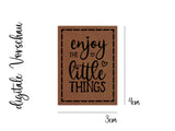 Kunstleder-Label, Lederlabel, Kunstleder-Patch, Lederpatch, 4x3cm, cognac, braun, Mama, Schriftzug, enjoy the little things