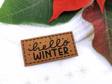 Kunstleder-Label, Lederlabel, Kunstleder-Patch, Lederpatch, 2,5x5cm, cognac, hello Winter