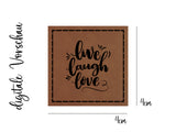 Kunstleder-Label, Lederlabel, Kunstleder-Patch, Lederpatch, 4x4cm, cognac, braun, live love laugh