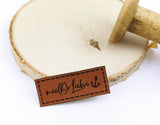 Kunstleder-Label, Lederlabel, Kunstleder-Patch, Lederpatch, 2,5x5cm, cognac, braun, Liebe, mehr Meer