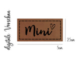 Kunstleder-Label, Lederlabel, Kunstleder-Patch, Lederpatch, 2,5x5cm, cognac, braun, mini, Herz, Herzchen