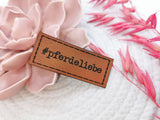 Kunstleder-Label, Lederlabel, Kunstleder-Patch, Lederpatch, 2x5cm, cognac, braun, pferdeliebe, Pferd, reiten