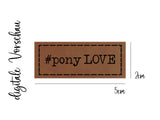 Kunstleder-Label, Lederlabel, Kunstleder-Patch, Lederpatch, 2x5cm, cognac, braun, pferdeliebe, Pferd, reiten, Pony Love
