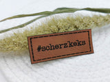 Kunstleder-Label, Lederlabel, Kunstleder-Patch, Lederpatch, 2x5cm, cognac, braun, scherzkeks