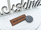 Kunstleder-Label, Lederlabel, Kunstleder-Patch, Lederpatch, 2x5cm, cognac, braun, # Schulkind, Einschulung, Schule,