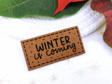 Kunstleder-Label, Lederlabel, Kunstleder-Patch, Lederpatch, 2,5x5cm, cognac, Winter is coming