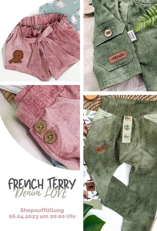 French Terry, Eigenproduktion, Jeanslook, Reaktivdruck, Jenasoptik, Denim love