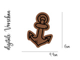 Kunstleder-Label, Lederlabel, Kunstleder-Patch, Lederpatch, 5x4cm, cognac, braun, Sonderform, Eigenproduktion, Anker