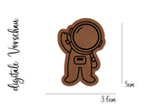Kunstleder-Label, Lederlabel, Kunstleder-Patch, Lederpatch, 5x4cm, cognac, braun, Sonderform, Weltall, Weltraum, Astronaut