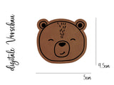 Kunstleder-Label, Lederlabel, Kunstleder-Patch, Lederpatch, 5x4cm, cognac, braun, Sonderform, Eigenproduktion, Bärenkopf, Bärchen, 