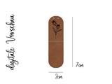 Kunstlederlabel, Kunstleder Label, Knickmich, Knicklabel, Saumlabel, PU, braun , cognac, Blume