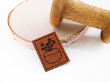 Kunstleder-Label, Lederlabel, Kunstleder-Patch, Lederpatch, 4x3cm, cognac, braun,  Blumenstrauß, Blumen, Blumenvase
