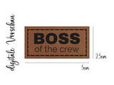 Kunstleder-Label, Lederlabel, Kunstleder-Patch, Lederpatch, 2,5x5cm, cognac, braun, BOSS of the crew