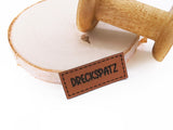 Kunstleder-Label, Lederlabel, Kunstleder-Patch, Lederpatch, 2x5cm, cognac, braun, Dreckspatz