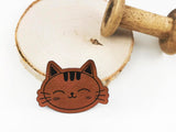Kunstleder-Label, Lederlabel, Kunstleder-Patch, Lederpatch, 5x4cm, cognac, braun, Sonderform, Katze, Katzenkopf