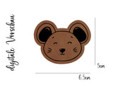 Kunstleder-Label, Lederlabel, Kunstleder-Patch, Lederpatch, 5x6,5cm, cognac, braun, Sonderform, Maus, Mäusekopf