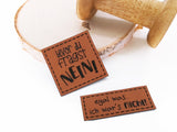 Kunstleder-Label, Lederlabel, Kunstleder-Patch, Lederpatch, 4x3cm, cognac, bevor du fragst, nein, egal was, ich wars nicht